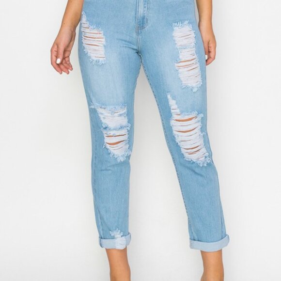 High Waisted Distressed Lover Brand Jeans - Picture 10 of 11